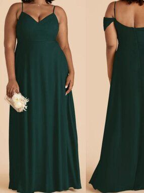 Birdy Grey Maxi Dress Size 2X Emerald Green Devin Chiffon Formal Event Gown NWT
